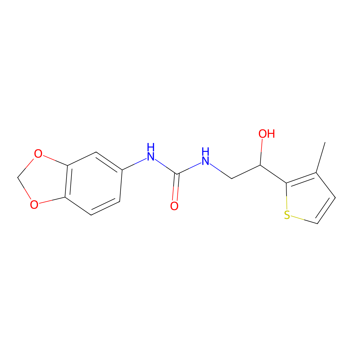 1-(Benzo[d][1,3]dioxol-5-yl)-3-(2-hydroxy-2-(3-methylthiophen-2-yl)ethyl)urea molecular structure, CAS 1351597-90-4