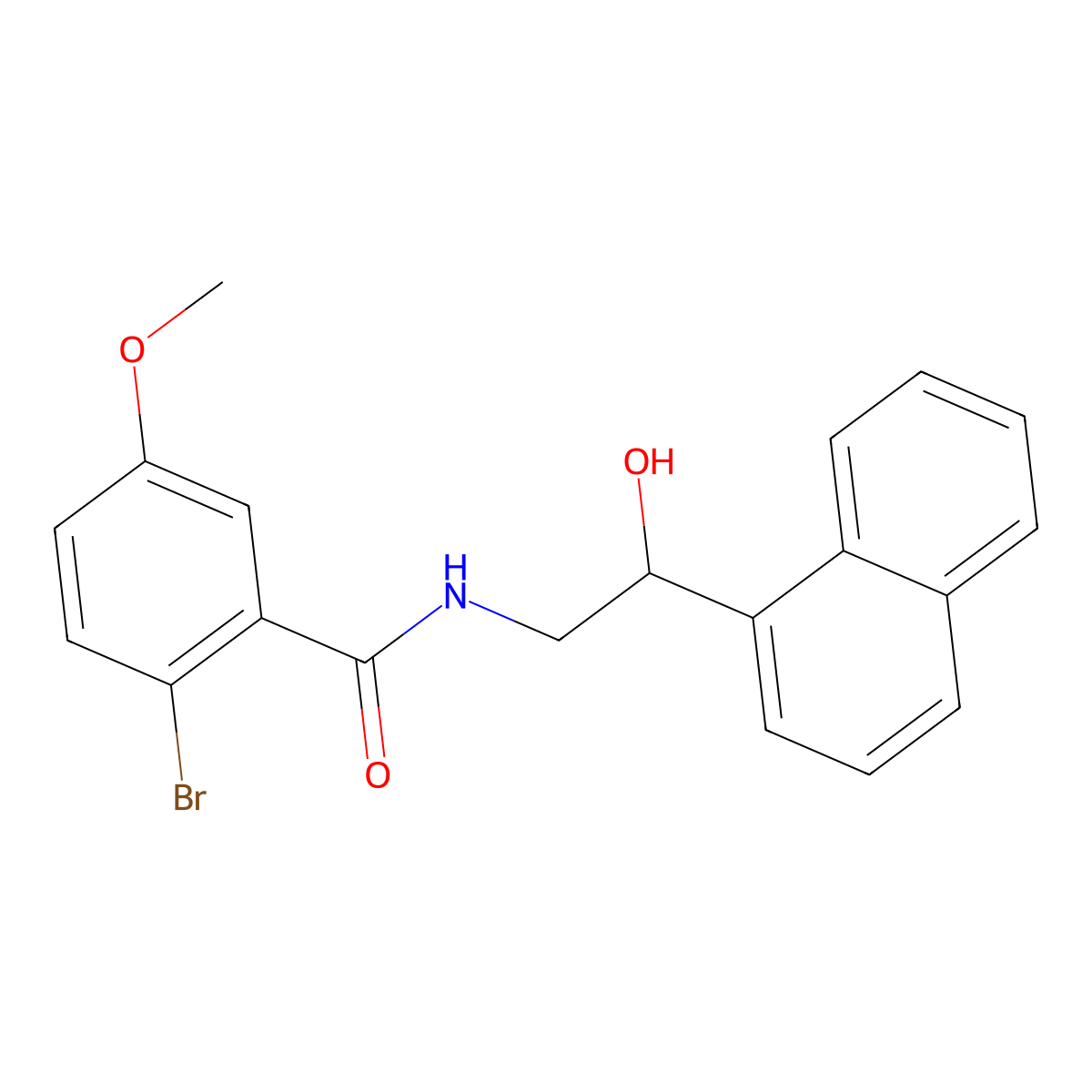 2-bromo-N-(2-hydroxy-2-(naphthalen-1-yl)ethyl)-5-methoxybenzamide molecular structure, CAS 1351597-98-2