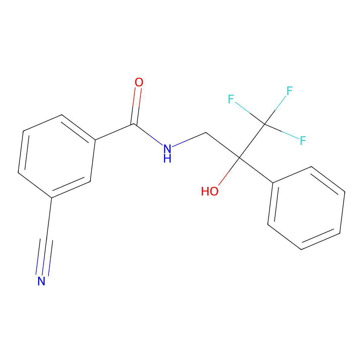 3-cyano-N-(3,3,3-trifluoro-2-hydroxy-2-phenylpropyl)benzamide molecular structure, CAS 1351598-05-4