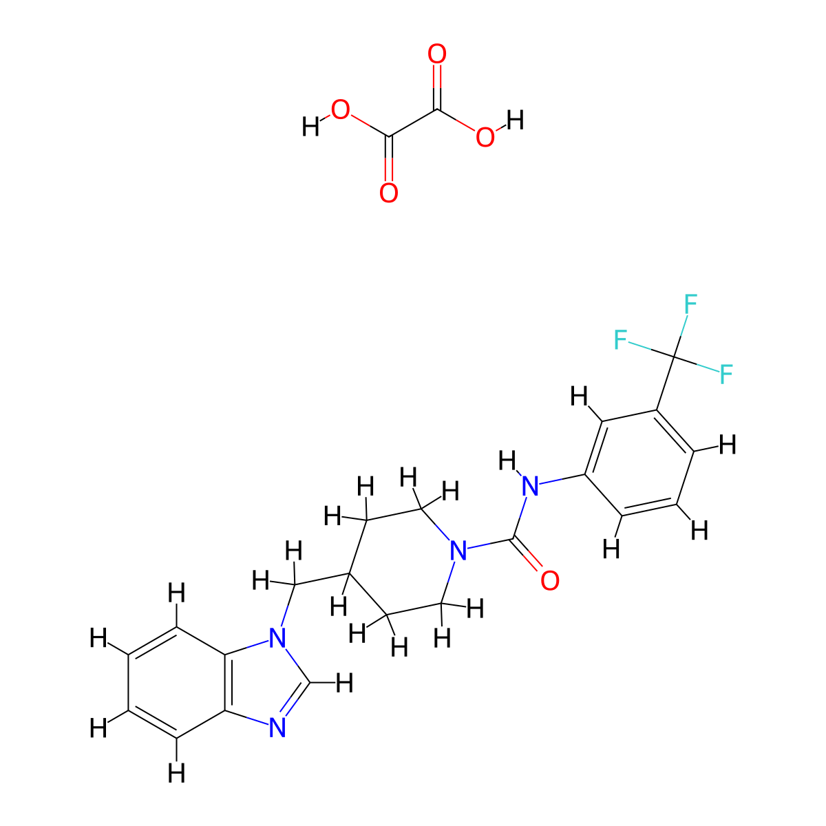 4-((1H-benzo[d]imidazol-1-yl)methyl)-N-(3-(trifluoromethyl)phenyl)piperidine-1-carboxamide oxalate molecular structure, CAS 1351598-26-9