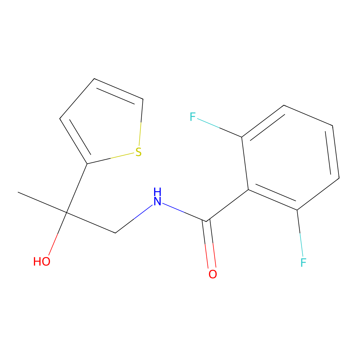 2,6-difluoro-N-(2-hydroxy-2-(thiophen-2-yl)propyl)benzamide molecular structure, CAS 1351598-34-9