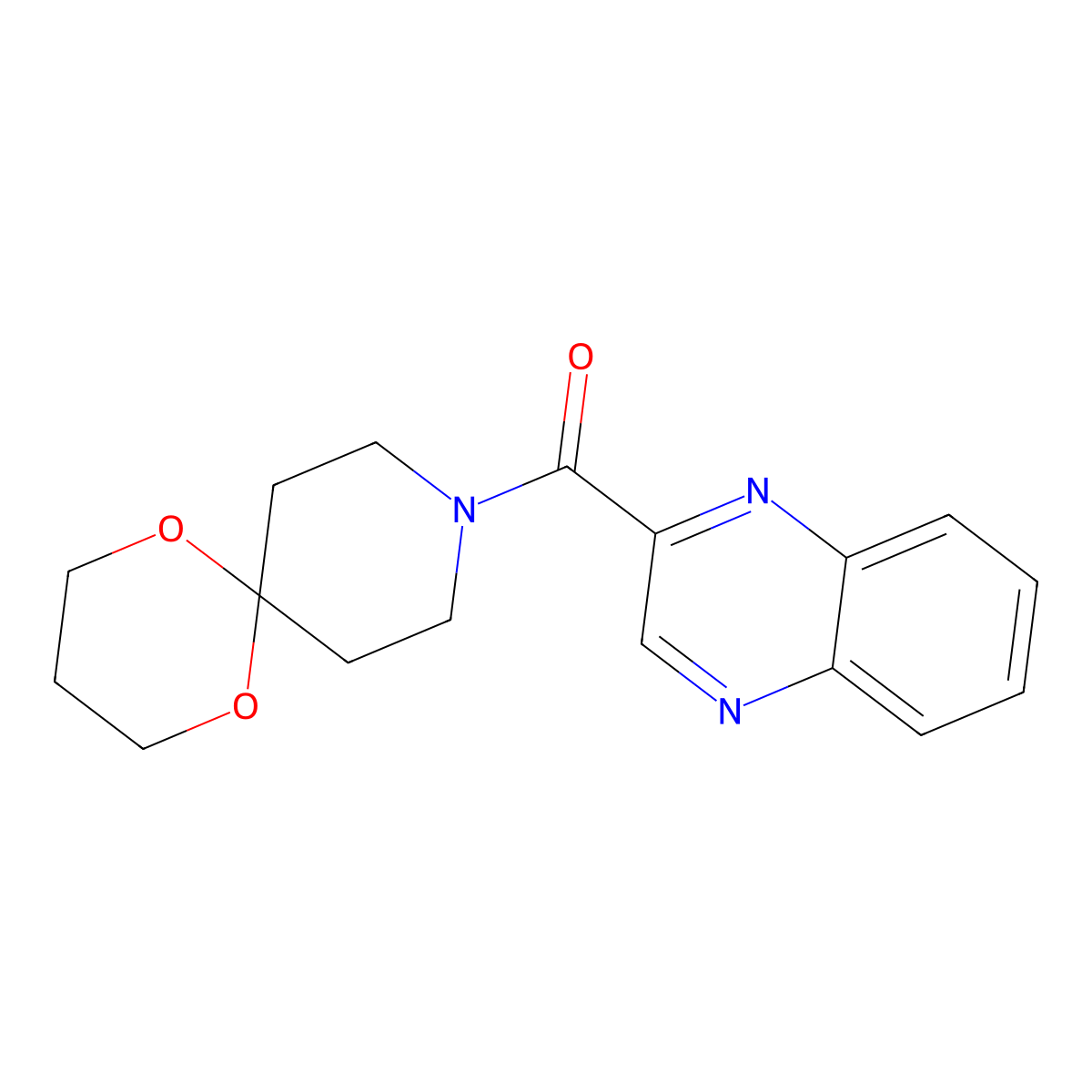 Quinoxalin-2-yl(1,5-dioxa-9-azaspiro[5.5]undecan-9-yl)methanone molecular structure, CAS 1351598-35-0