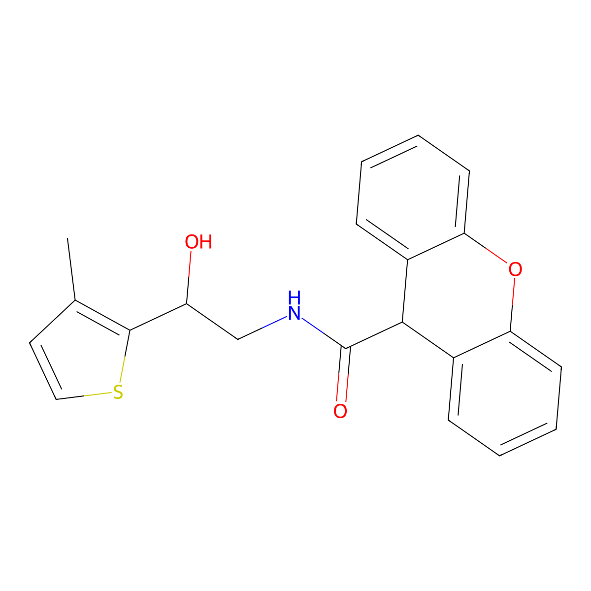N-[2-hydroxy-2-(3-methylthiophen-2-yl)ethyl]-9H-xanthene-9-carboxamide molecular structure, CAS 1351598-37-2