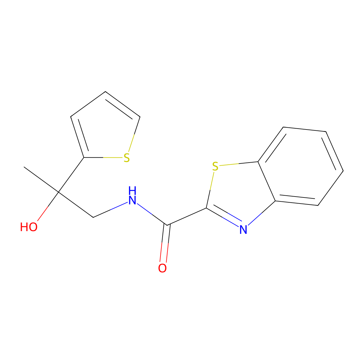 N-(2-hydroxy-2-(thiophen-2-yl)propyl)benzo[d]thiazole-2-carboxamide molecular structure, CAS 1351598-39-4