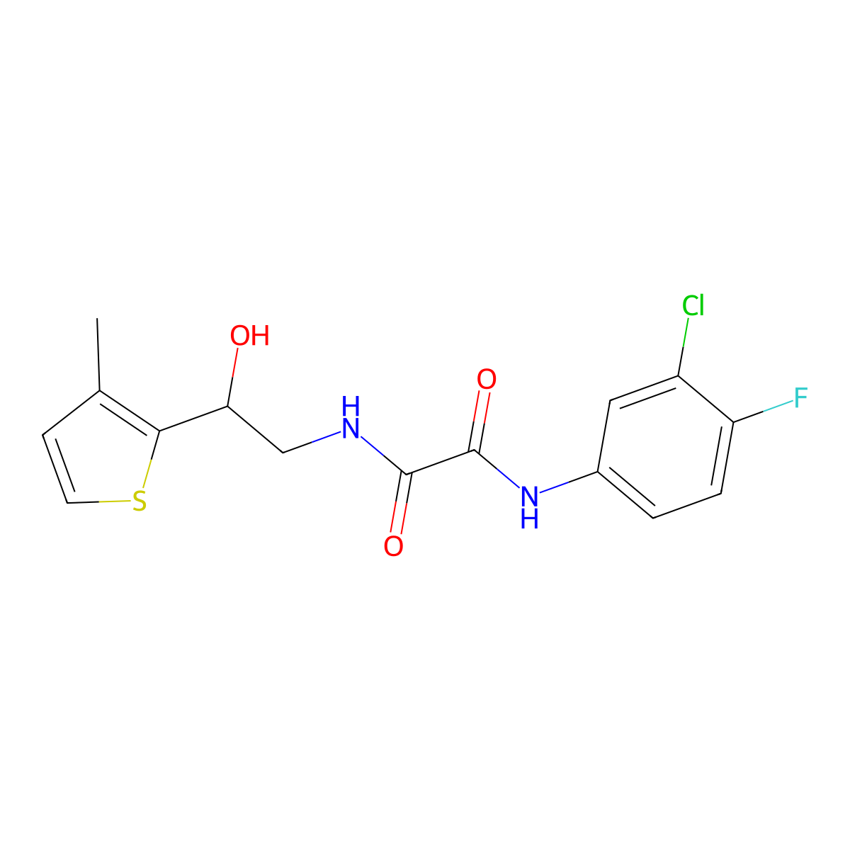 N1-(3-chloro-4-fluorophenyl)-N2-(2-hydroxy-2-(3-methylthiophen-2-yl)ethyl)oxalamide molecular structure, CAS 1351598-40-7