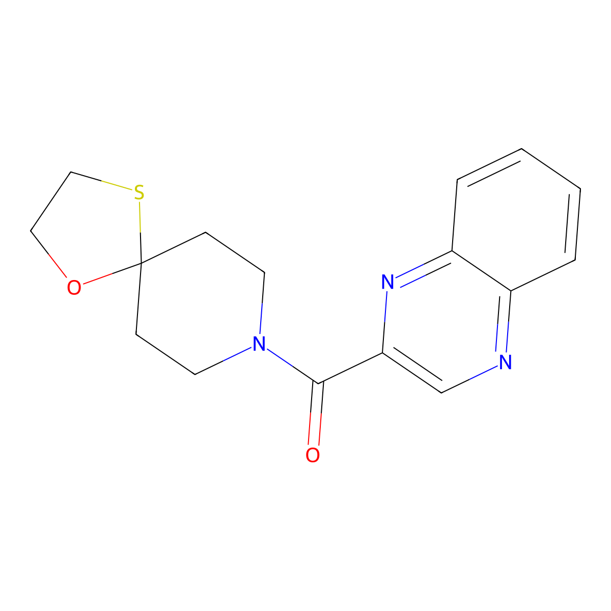 Quinoxalin-2-yl(1-oxa-4-thia-8-azaspiro[4.5]decan-8-yl)methanone molecular structure, CAS 1351598-41-8