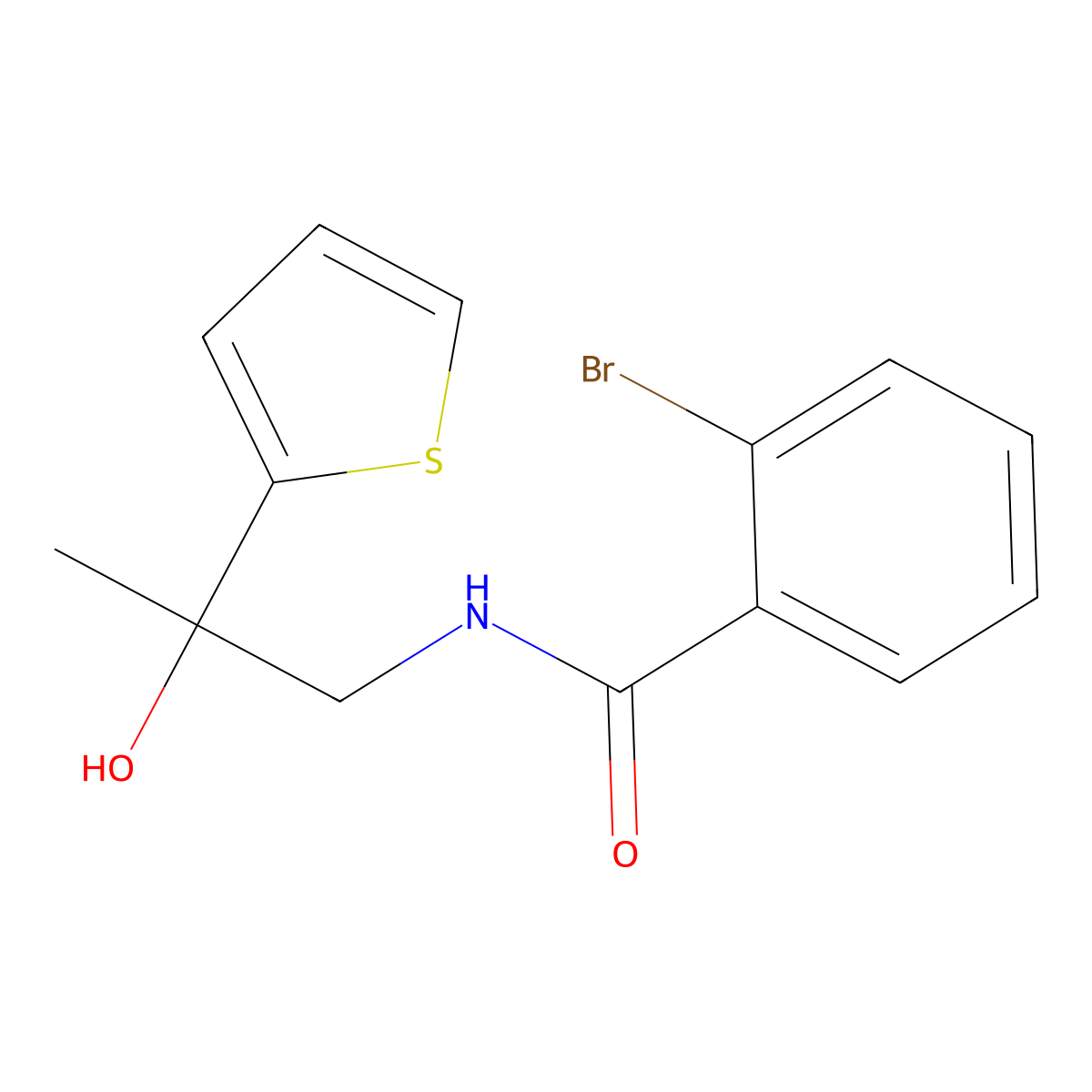2-bromo-N-[2-hydroxy-2-(thiophen-2-yl)propyl]benzamide molecular structure, CAS 1351598-44-1