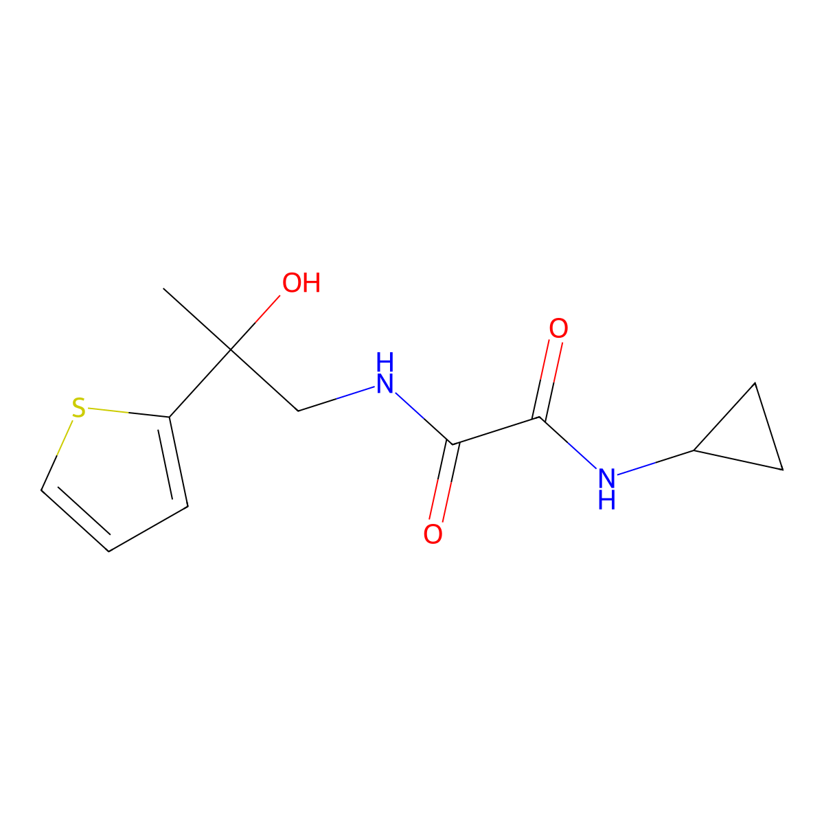 N1-cyclopropyl-N2-(2-hydroxy-2-(thiophen-2-yl)propyl)oxalamide molecular structure, CAS 1351598-47-4