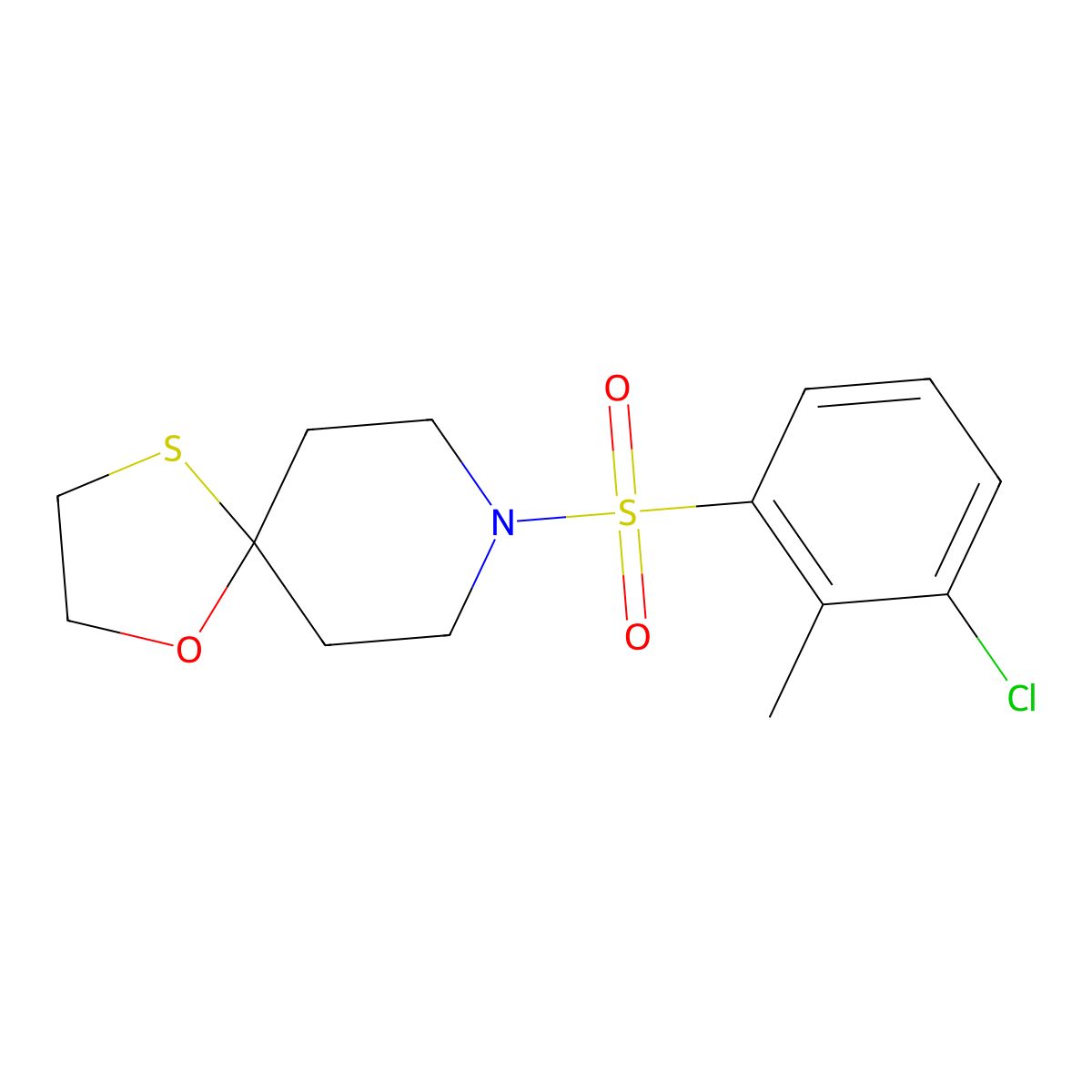 8-((3-Chloro-2-methylphenyl)sulfonyl)-1-oxa-4-thia-8-azaspiro[4.5]decane molecular structure, CAS 1351598-51-0