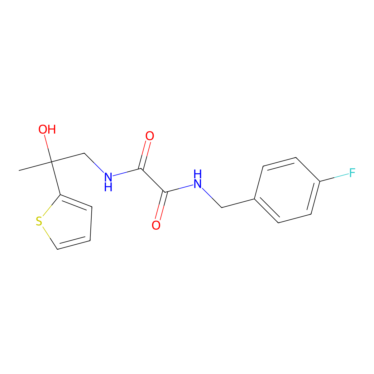 N1-(4-fluorobenzyl)-N2-(2-hydroxy-2-(thiophen-2-yl)propyl)oxalamide molecular structure, CAS 1351598-52-1