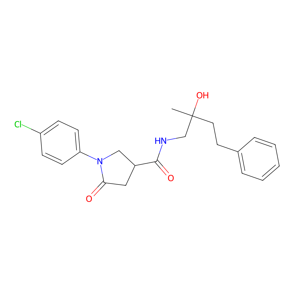 1-(4-chlorophenyl)-N-(2-hydroxy-2-methyl-4-phenylbutyl)-5-oxopyrrolidine-3-carboxamide molecular structure, CAS 1351598-76-9
