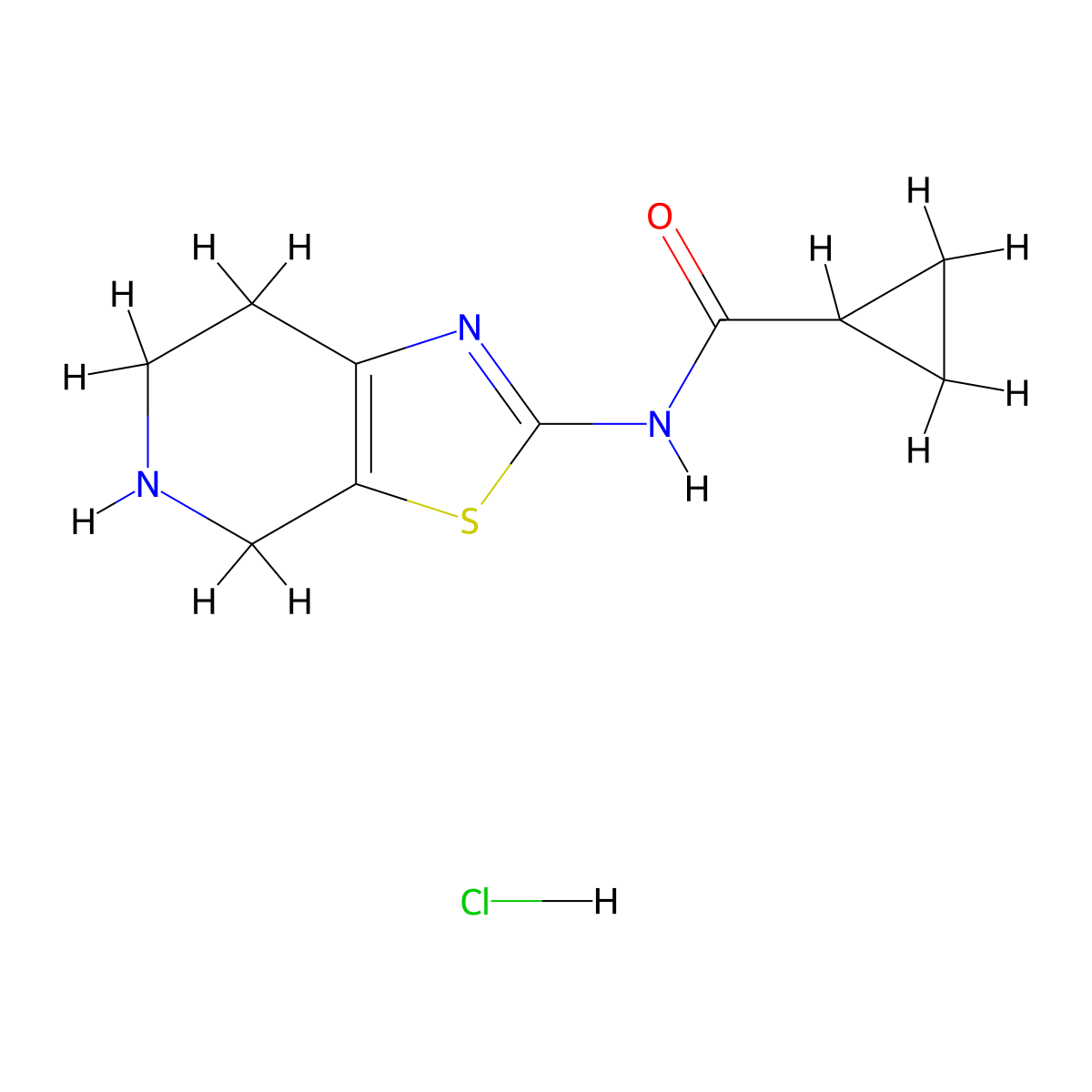 N-(4,5,6,7-tetrahydro[1,3]thiazolo[5,4-c]pyridin-2-yl)cyclopropanecarboxamide hydrochloride molecular structure, CAS 1351598-79-2