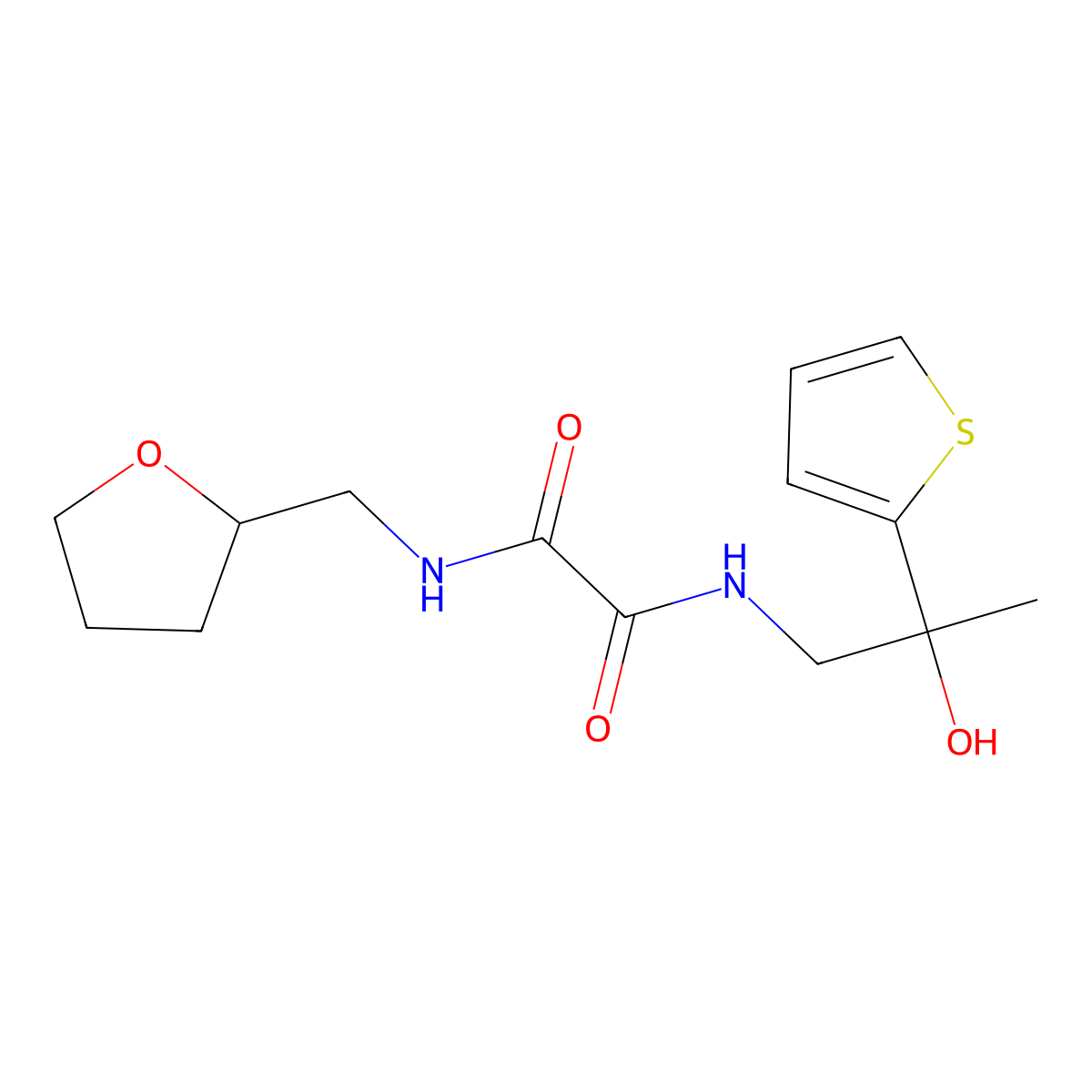 N1-(2-hydroxy-2-(thiophen-2-yl)propyl)-N2-((tetrahydrofuran-2-yl)methyl)oxalamide molecular structure, CAS 1351598-80-5