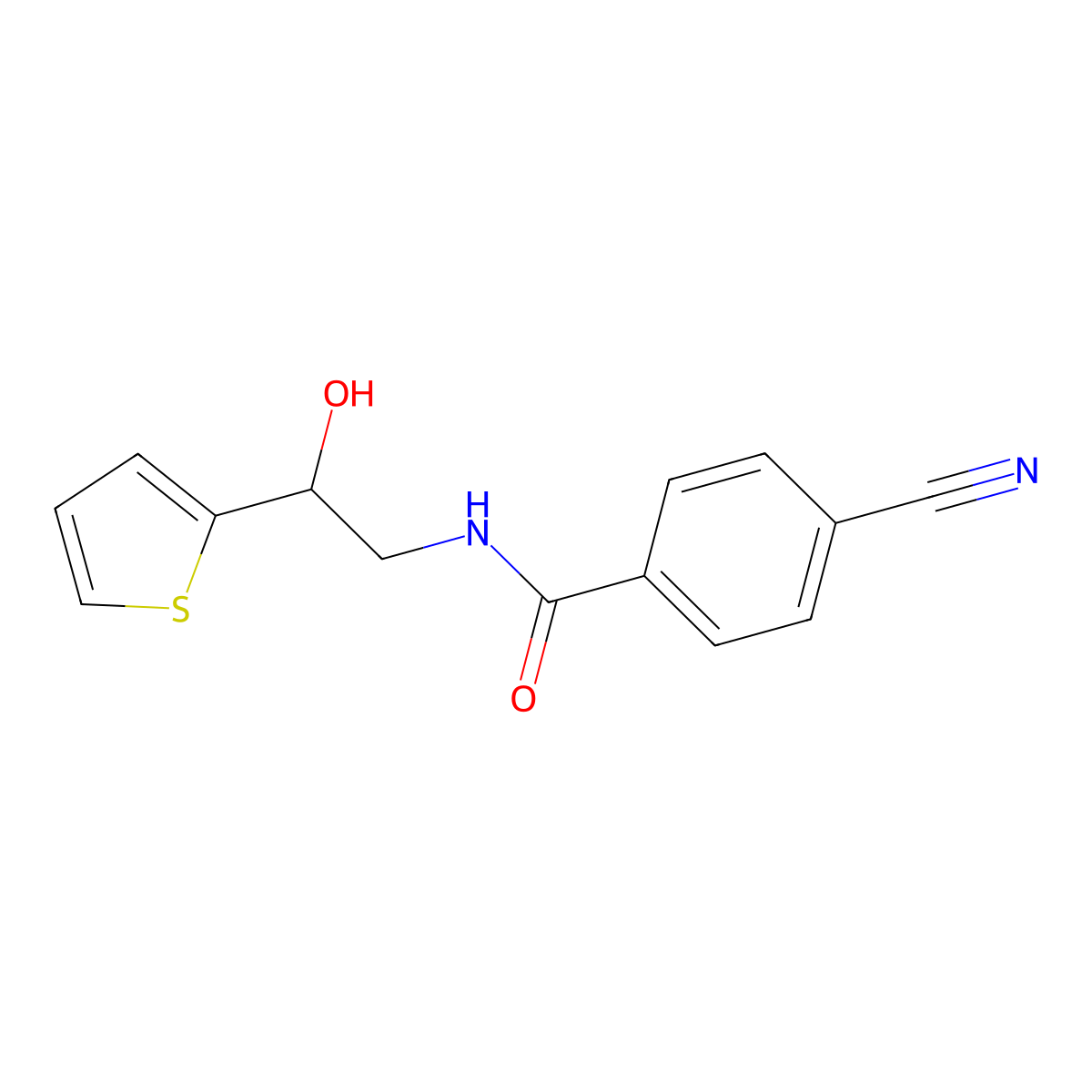 4-cyano-N-[2-hydroxy-2-(thiophen-2-yl)ethyl]benzamide molecular structure, CAS 1351598-84-9