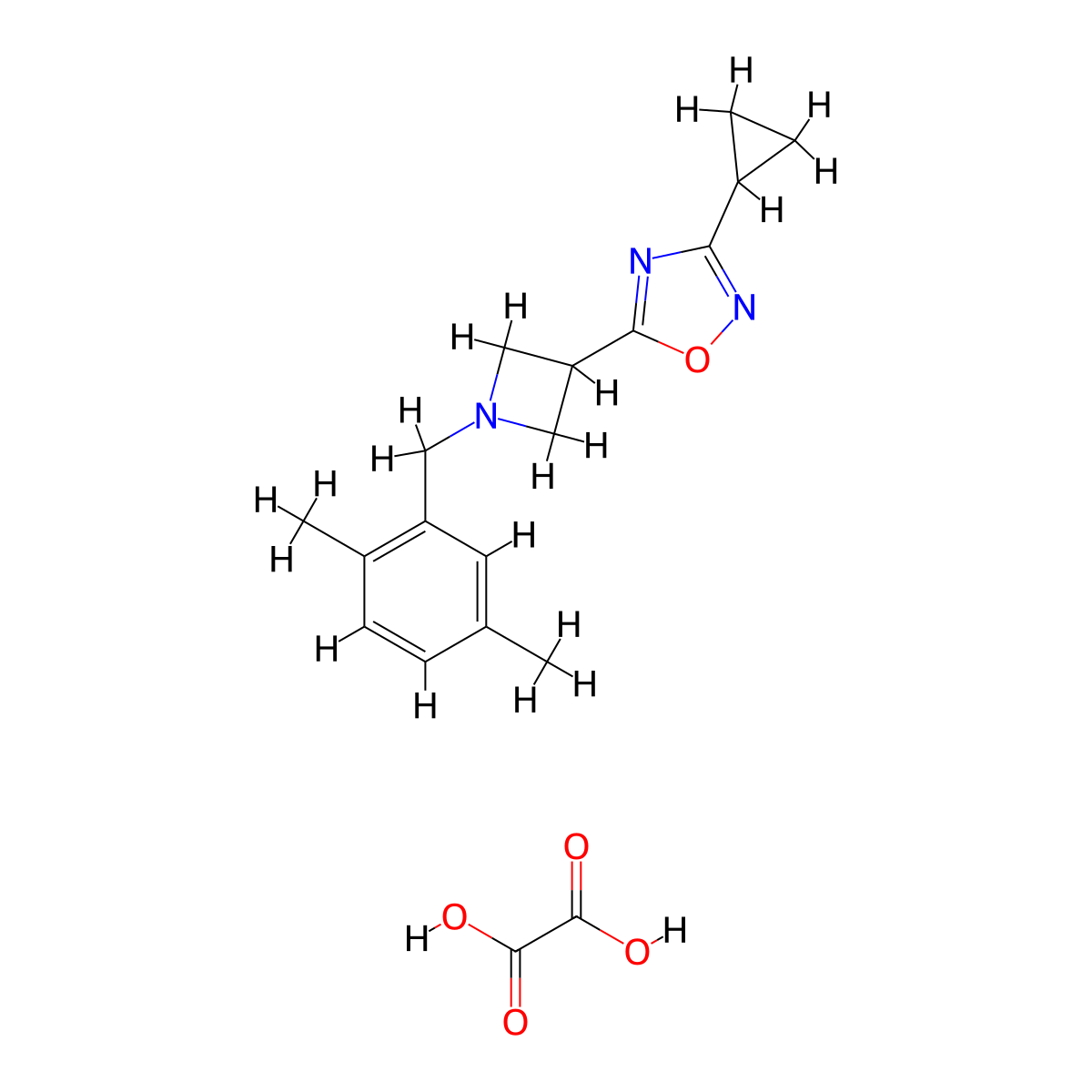 3-Cyclopropyl-5-(1-(2,5-dimethylbenzyl)azetidin-3-yl)-1,2,4-oxadiazole oxalate molecular structure, CAS 1351598-90-7