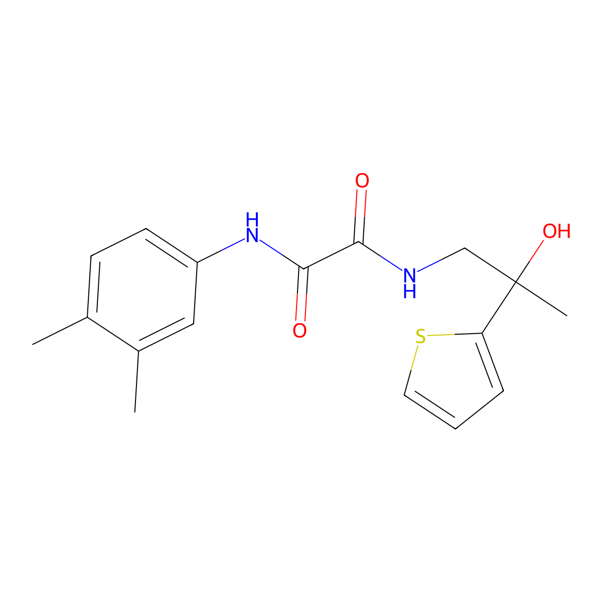 N1-(3,4-dimethylphenyl)-N2-(2-hydroxy-2-(thiophen-2-yl)propyl)oxalamide molecular structure, CAS 1351598-94-1