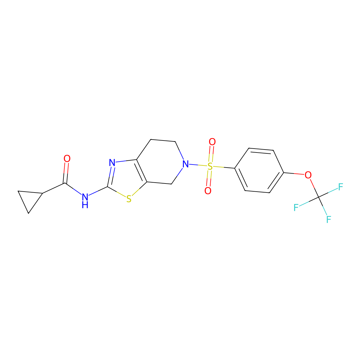 N-(5-((4-(trifluoromethoxy)phenyl)sulfonyl)-4,5,6,7-tetrahydrothiazolo[5,4-c]pyridin-2-yl)cyclopropanecarboxamide molecular structure, CAS 1351598-97-4