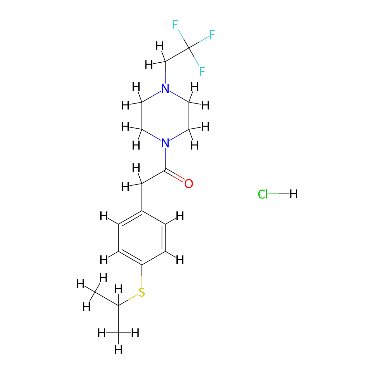 2-(4-(Isopropylthio)phenyl)-1-(4-(2,2,2-trifluoroethyl)piperazin-1-yl)ethanone hydrochloride molecular structure, CAS 1351599-06-8
