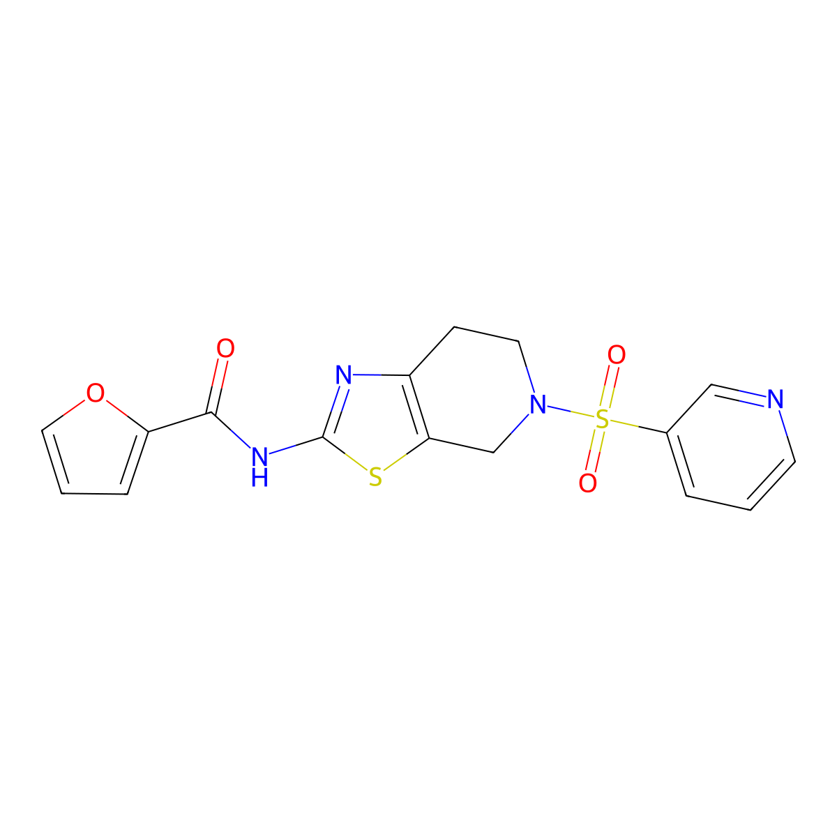 N-(5-(pyridin-3-ylsulfonyl)-4,5,6,7-tetrahydrothiazolo[5,4-c]pyridin-2-yl)furan-2-carboxamide molecular structure, CAS 1351599-11-5