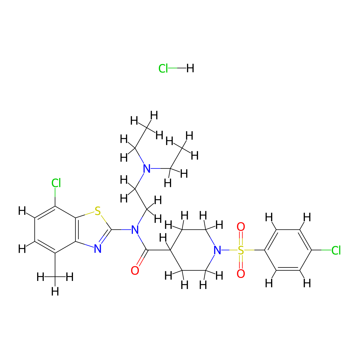 N-(7-chloro-4-methylbenzo[d]thiazol-2-yl)-1-((4-chlorophenyl)sulfonyl)-N-(2-(diethylamino)ethyl)piperidine-4-carboxamide hydrochloride molecular structure, CAS 1351599-30-8