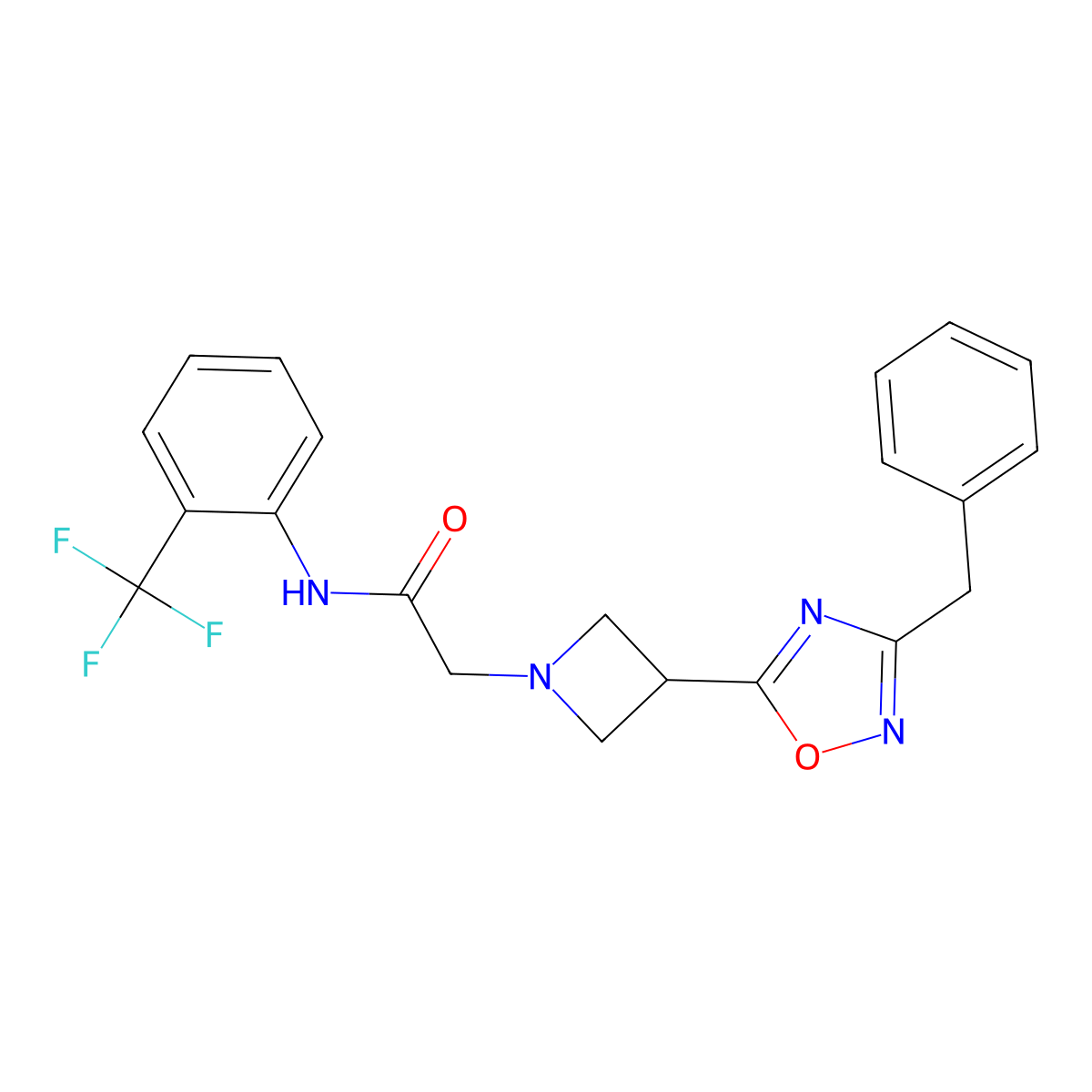 N-o-(trifluoromethyl)phenyl[3-(3-benzyl-1,2,4-oxadiazol-5-yl)-1-azetidinyl]acetamide molecular structure, CAS 1351599-39-7