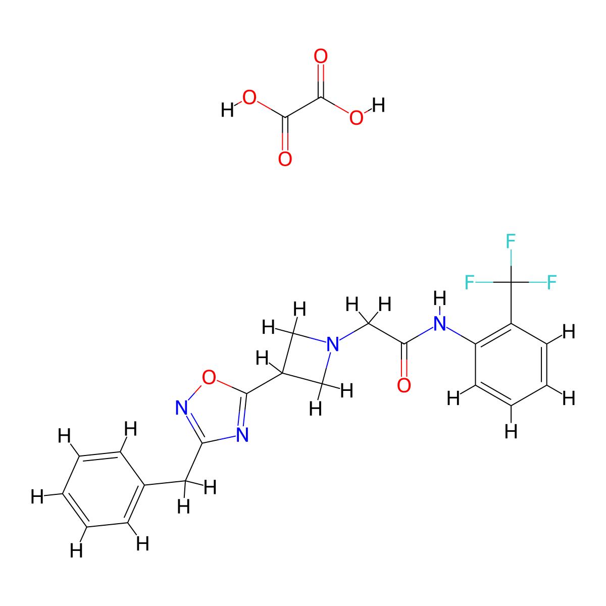 2-(3-(3-benzyl-1,2,4-oxadiazol-5-yl)azetidin-1-yl)-N-(2-(trifluoromethyl)phenyl)acetamide oxalate molecular structure, CAS 1351599-40-0