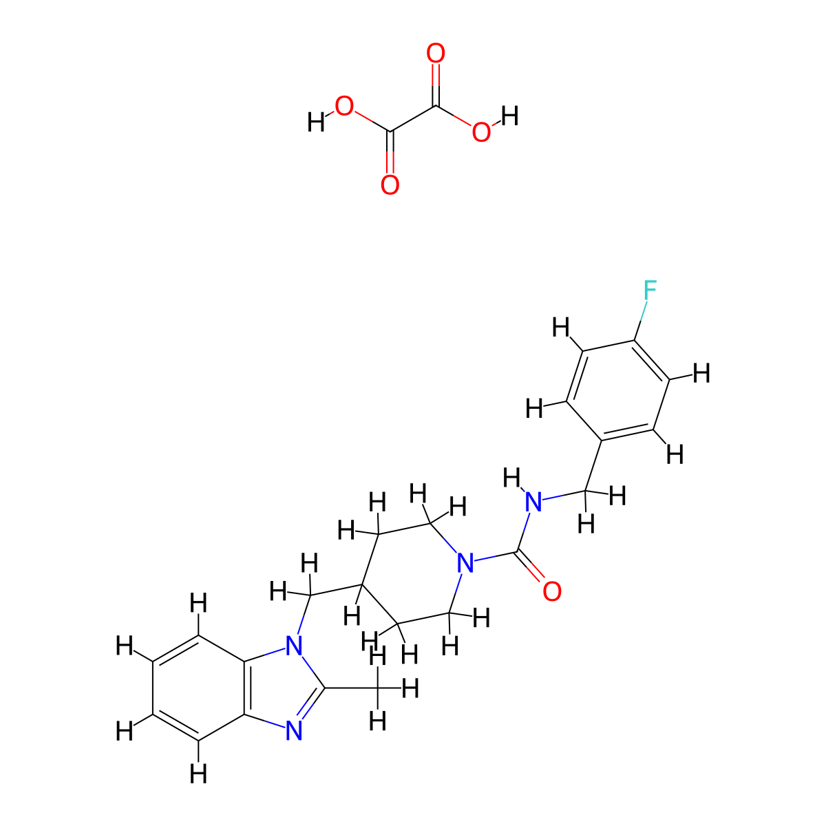 N-(4-fluorobenzyl)-4-((2-methyl-1H-benzo[d]imidazol-1-yl)methyl)piperidine-1-carboxamide oxalate molecular structure, CAS 1351599-45-5