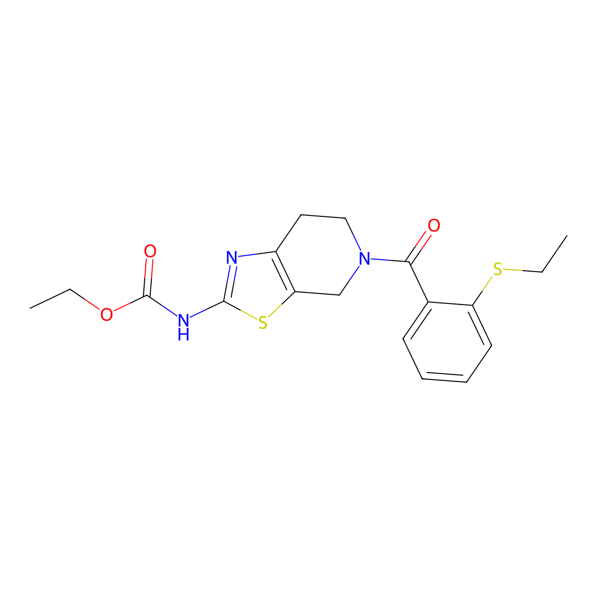 Ethyl (5-(2-(ethylthio)benzoyl)-4,5,6,7-tetrahydrothiazolo[5,4-c]pyridin-2-yl)carbamate molecular structure, CAS 1351599-48-8