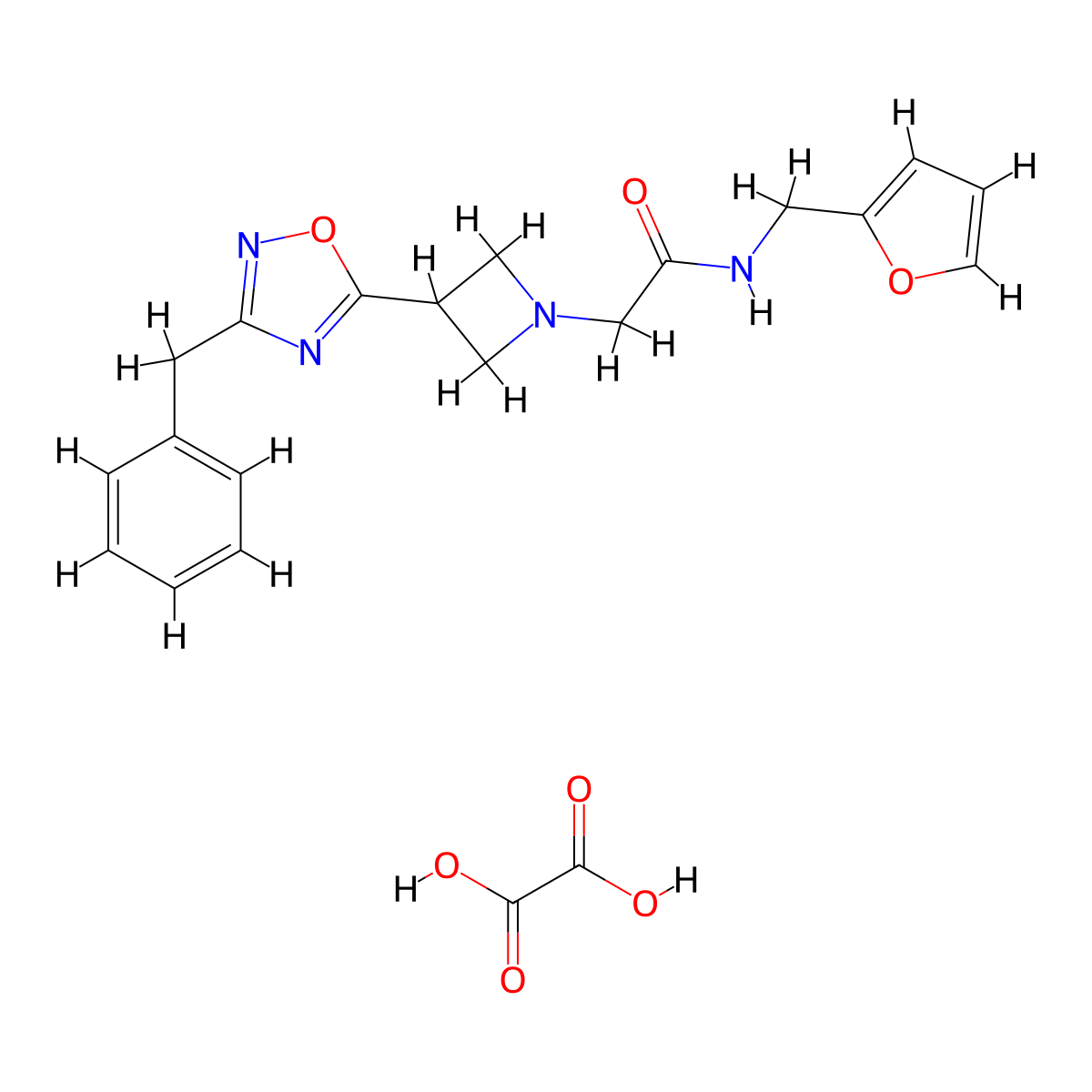 2-(3-(3-benzyl-1,2,4-oxadiazol-5-yl)azetidin-1-yl)-N-(furan-2-ylmethyl)acetamide oxalate molecular structure, CAS 1351599-51-3