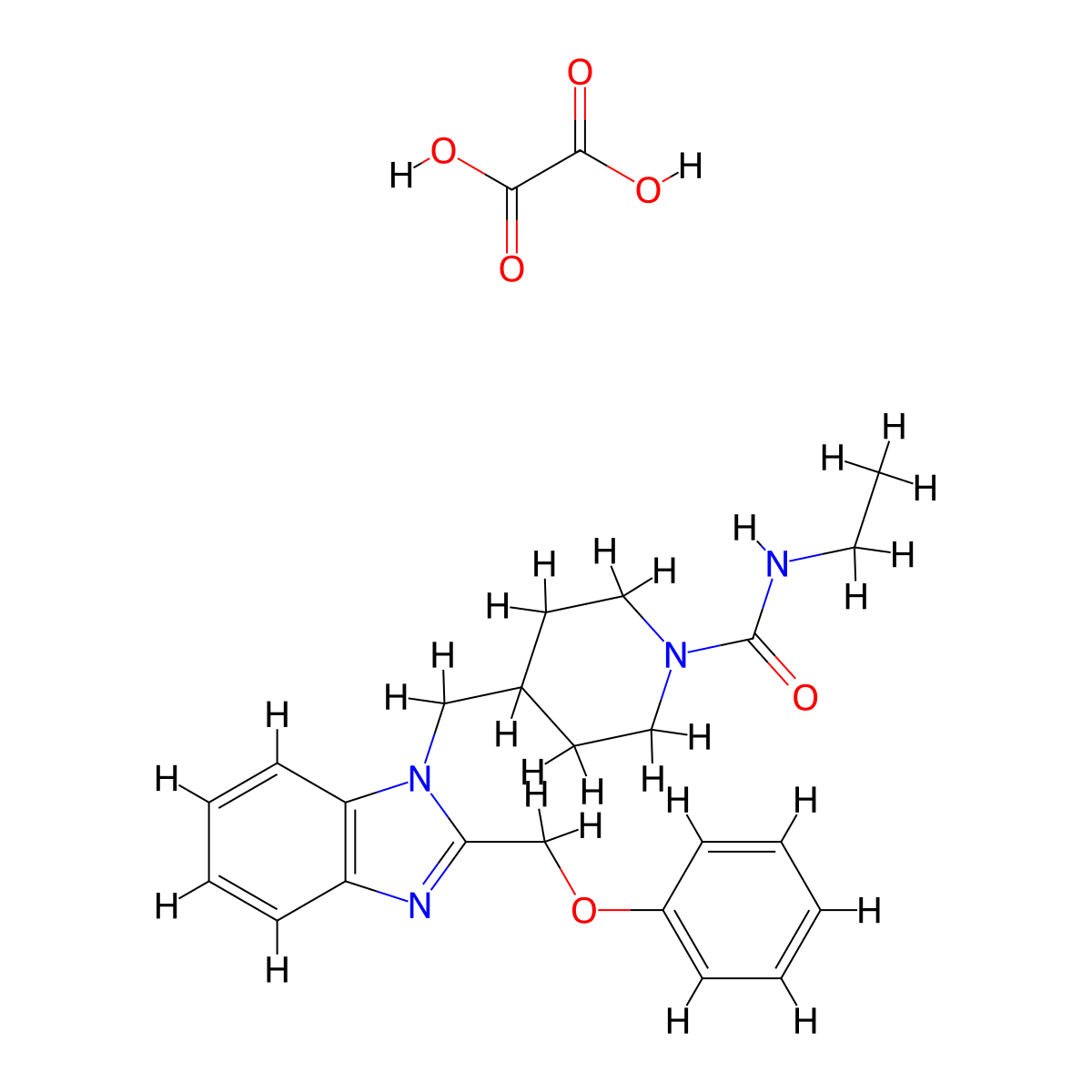 N-ethyl-4-((2-(phenoxymethyl)-1H-benzo[d]imidazol-1-yl)methyl)piperidine-1-carboxamide oxalate molecular structure, CAS 1351599-66-0