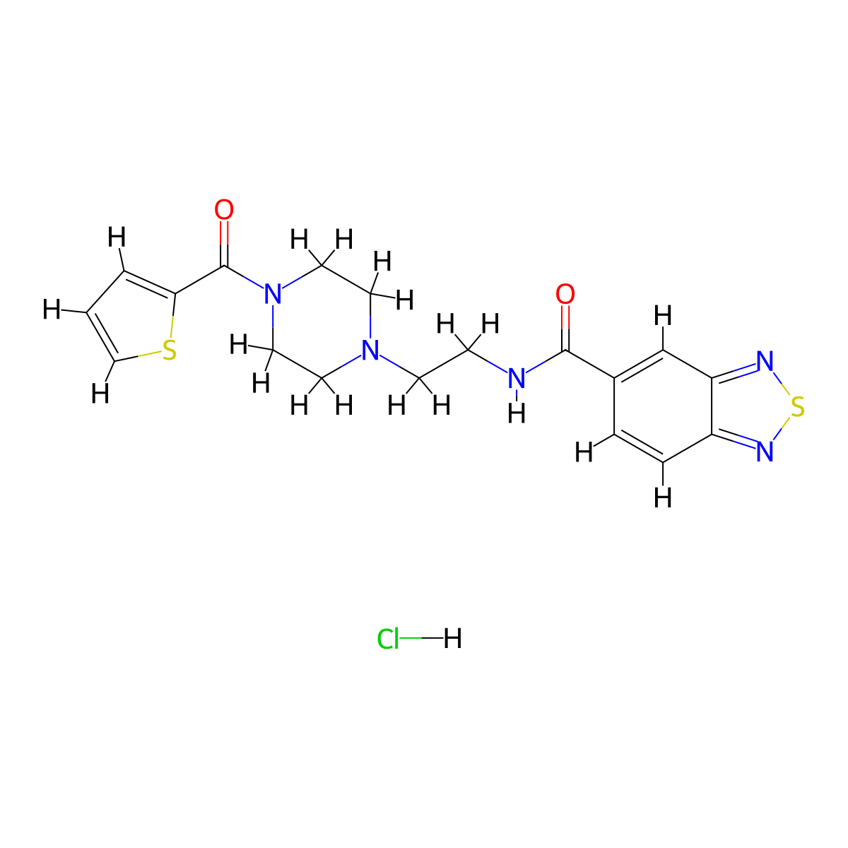 N-(2-(4-(thiophene-2-carbonyl)piperazin-1-yl)ethyl)benzo[c][1,2,5]thiadiazole-5-carboxamide hydrochloride molecular structure, CAS 1351599-67-1