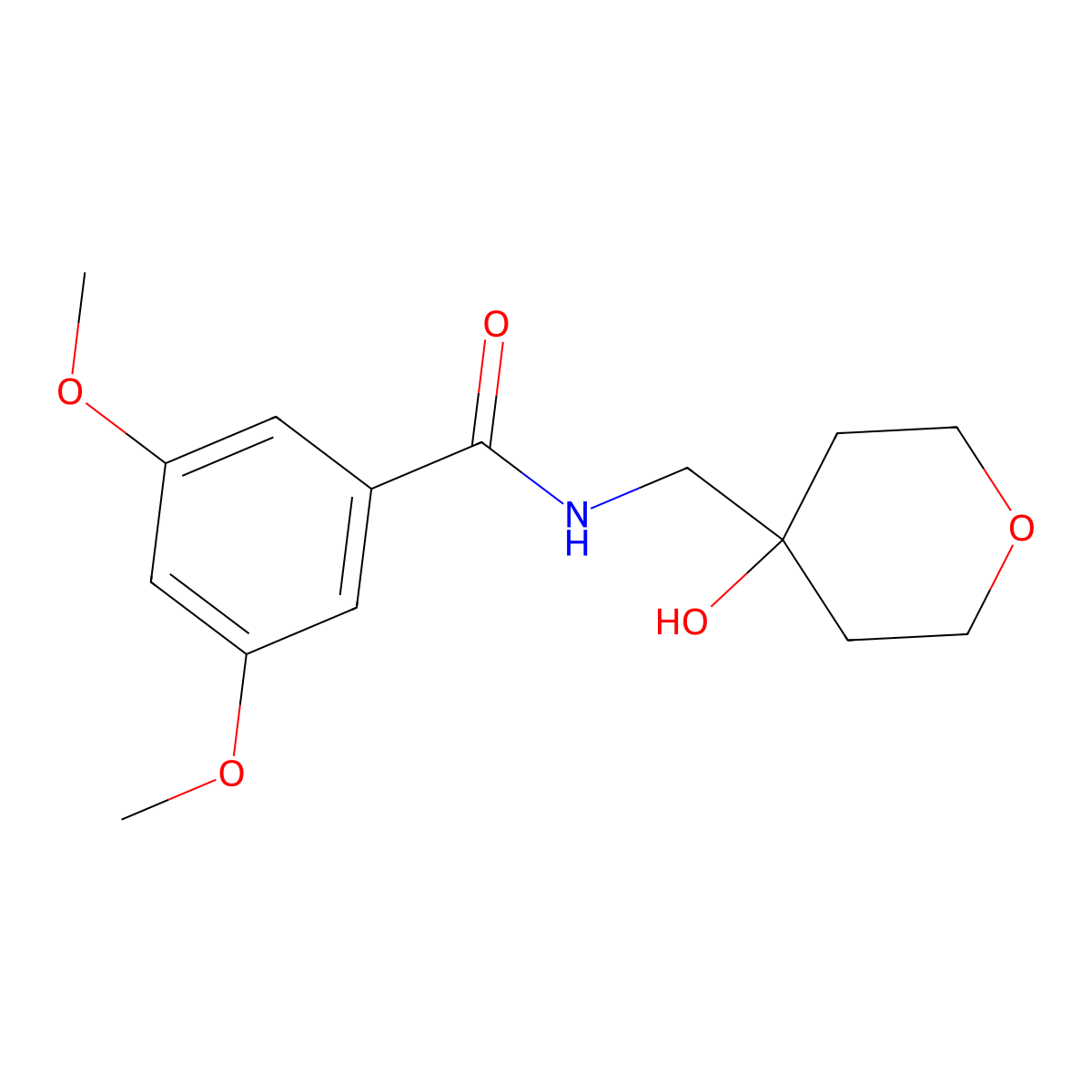 N-[(4-hydroxyoxan-4-yl)methyl]-3,5-dimethoxybenzamide molecular structure, CAS 1351599-73-9
