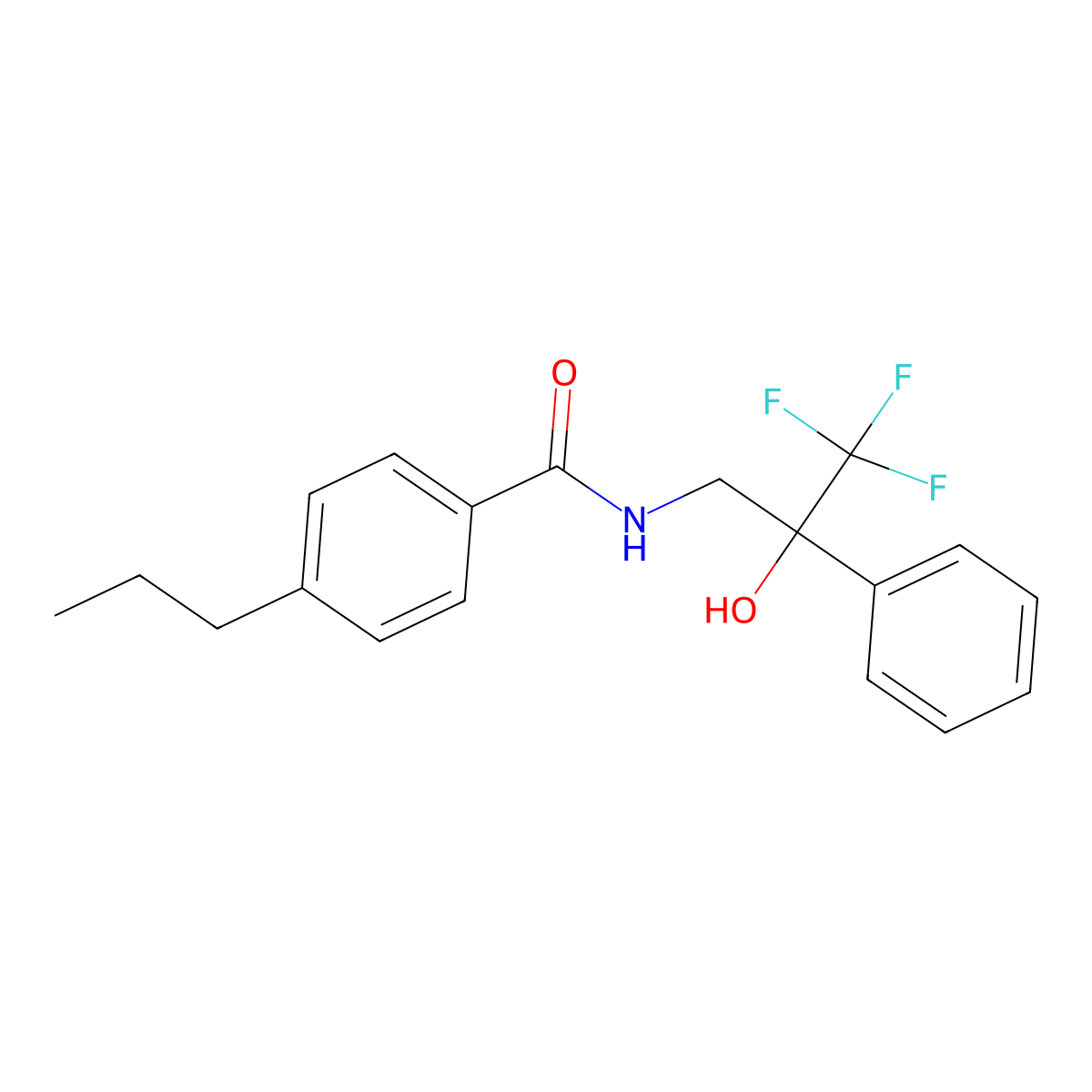 4-propyl-N-(3,3,3-trifluoro-2-hydroxy-2-phenylpropyl)benzamide molecular structure, CAS 1351599-85-3
