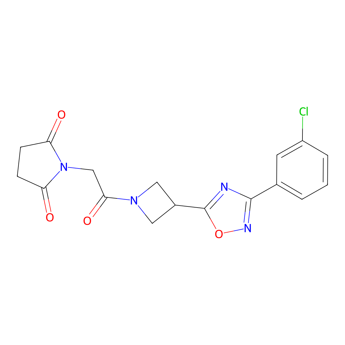 1-(2-(3-(3-(3-Chlorophenyl)-1,2,4-oxadiazol-5-yl)azetidin-1-yl)-2-oxoethyl)pyrrolidine-2,5-dione molecular structure, CAS 1351599-88-6