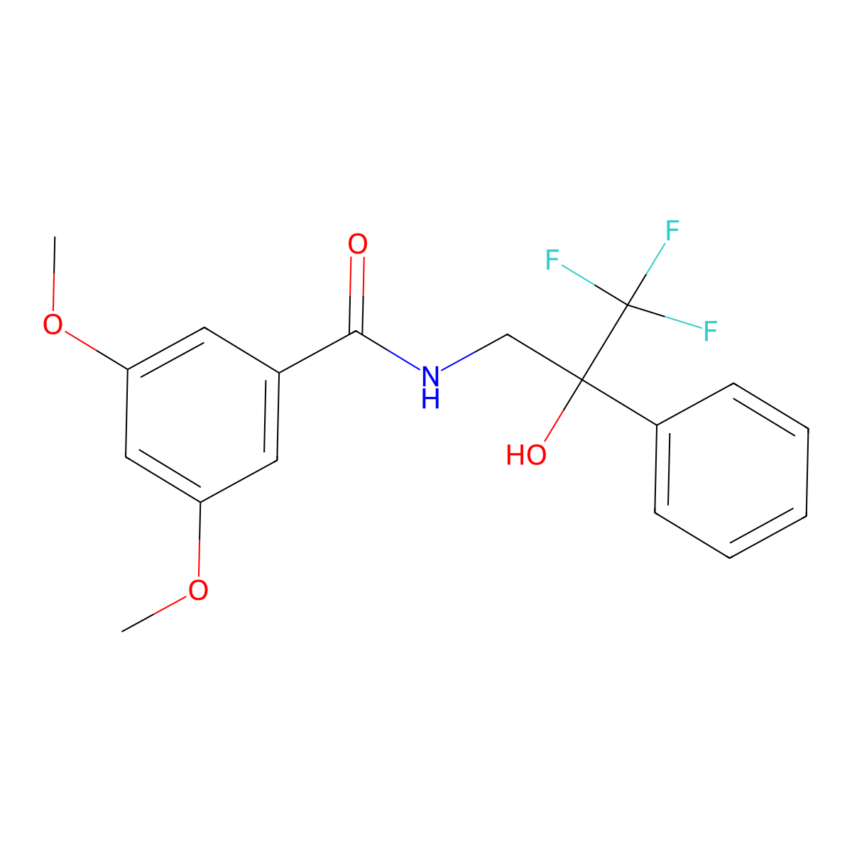 3,5-dimethoxy-N-(3,3,3-trifluoro-2-hydroxy-2-phenylpropyl)benzamide molecular structure, CAS 1351599-89-7