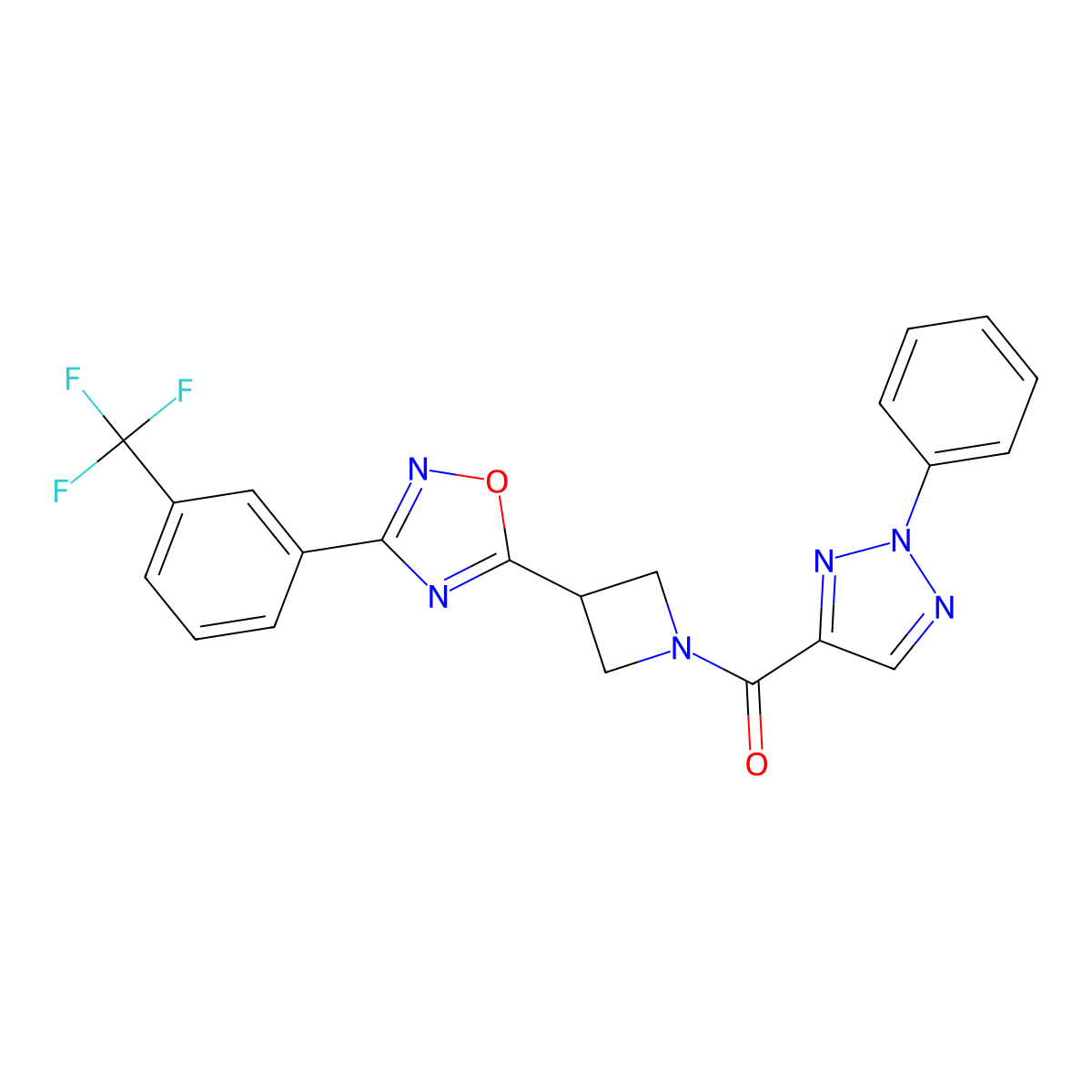 (2-phenyl-2H-1,2,3-triazol-4-yl)(3-(3-(3-(trifluoromethyl)phenyl)-1,2,4-oxadiazol-5-yl)azetidin-1-yl)methanone molecular structure, CAS 1351599-93-3