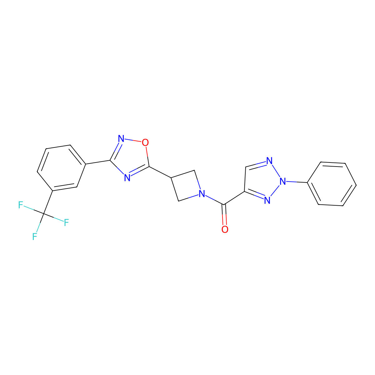 (2-phenyl-2H-1,2,3-triazol-4-yl)(3-(3-(3-(trifluoromethyl)phenyl)-1,2,4-oxadiazol-5-yl)azetidin-1-yl)methanone molecular structure, CAS 1351599-93-3
