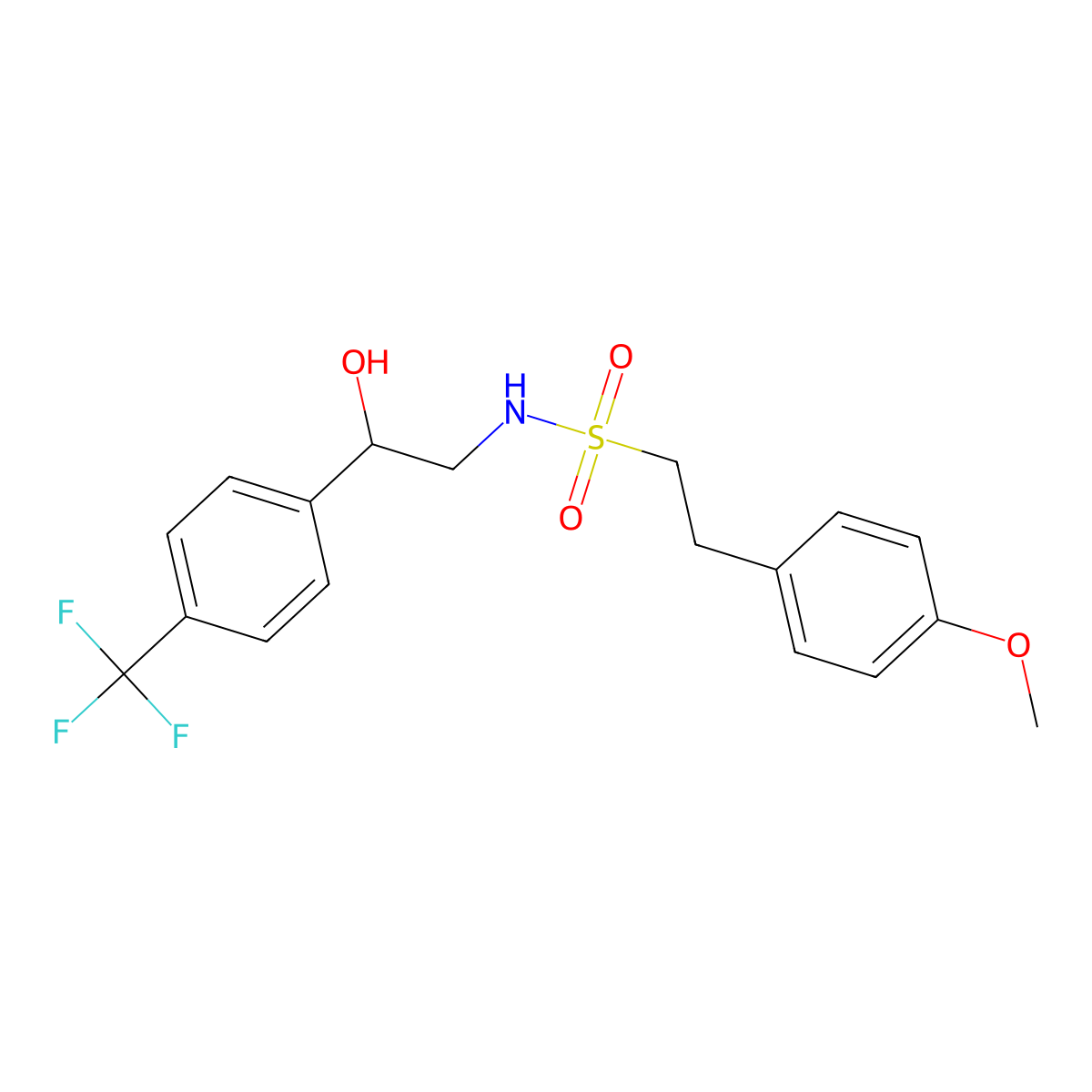 N-(2-hydroxy-2-(4-(trifluoromethyl)phenyl)ethyl)-2-(4-methoxyphenyl)ethanesulfonamide molecular structure, CAS 1351599-94-4