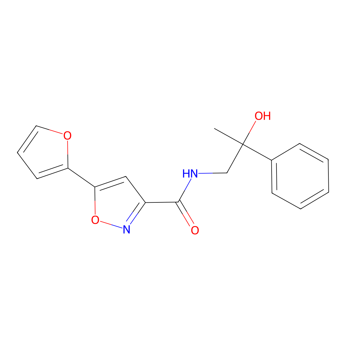 5-(furan-2-yl)-N-(2-hydroxy-2-phenylpropyl)isoxazole-3-carboxamide molecular structure, CAS 1351600-10-6