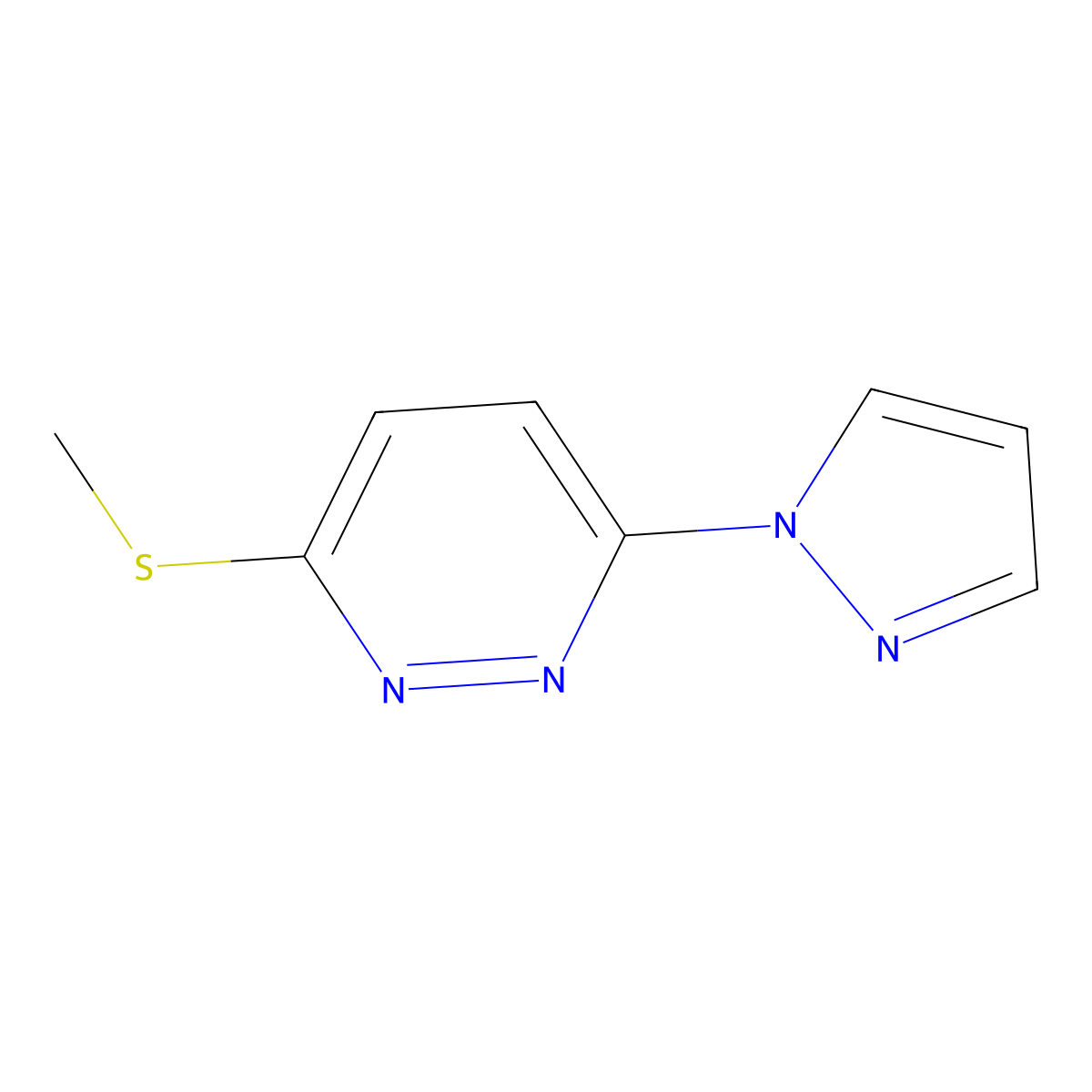 3-(methylthio)-6-(1H-pyrazol-1-yl)pyridazine molecular structure, CAS 1351600-16-2