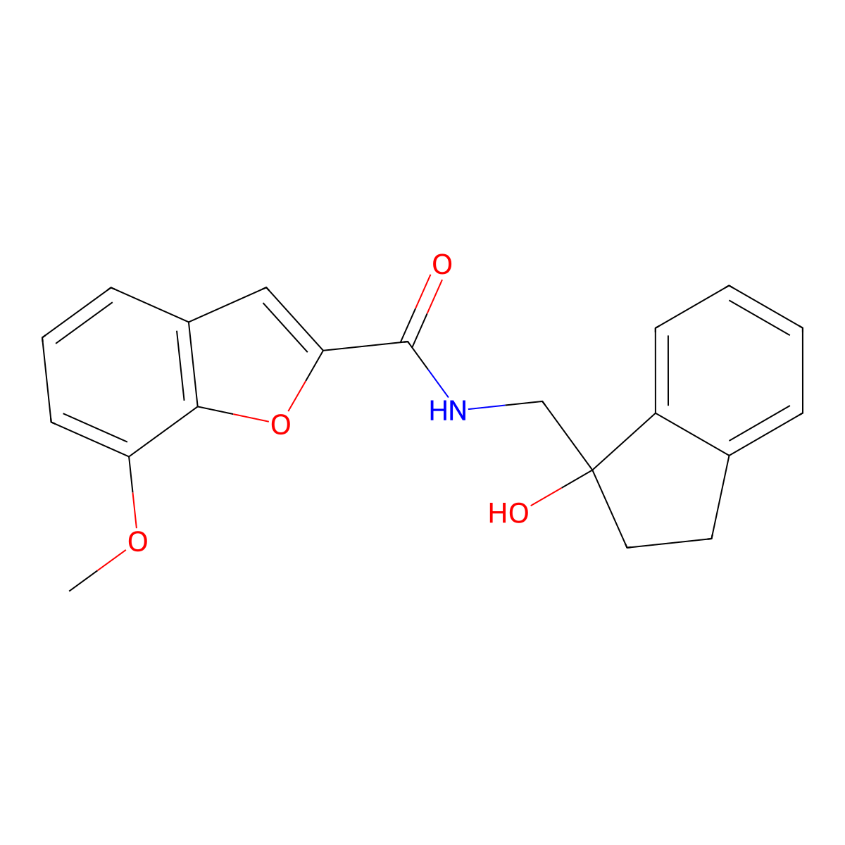 N-((1-hydroxy-2,3-dihydro-1H-inden-1-yl)methyl)-7-methoxybenzofuran-2-carboxamide molecular structure, CAS 1351600-22-0