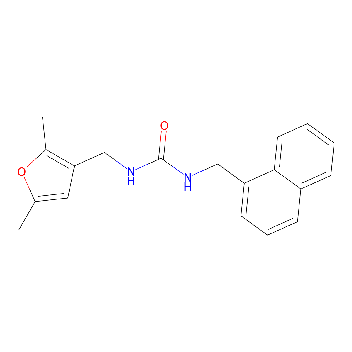 1-((2,5-Dimethylfuran-3-yl)methyl)-3-(naphthalen-1-ylmethyl)urea molecular structure, CAS 1351600-23-1