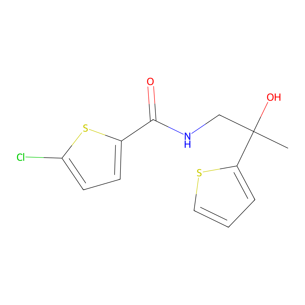 5-chloro-N-[2-hydroxy-2-(thiophen-2-yl)propyl]thiophene-2-carboxamide molecular structure, CAS 1351600-92-4