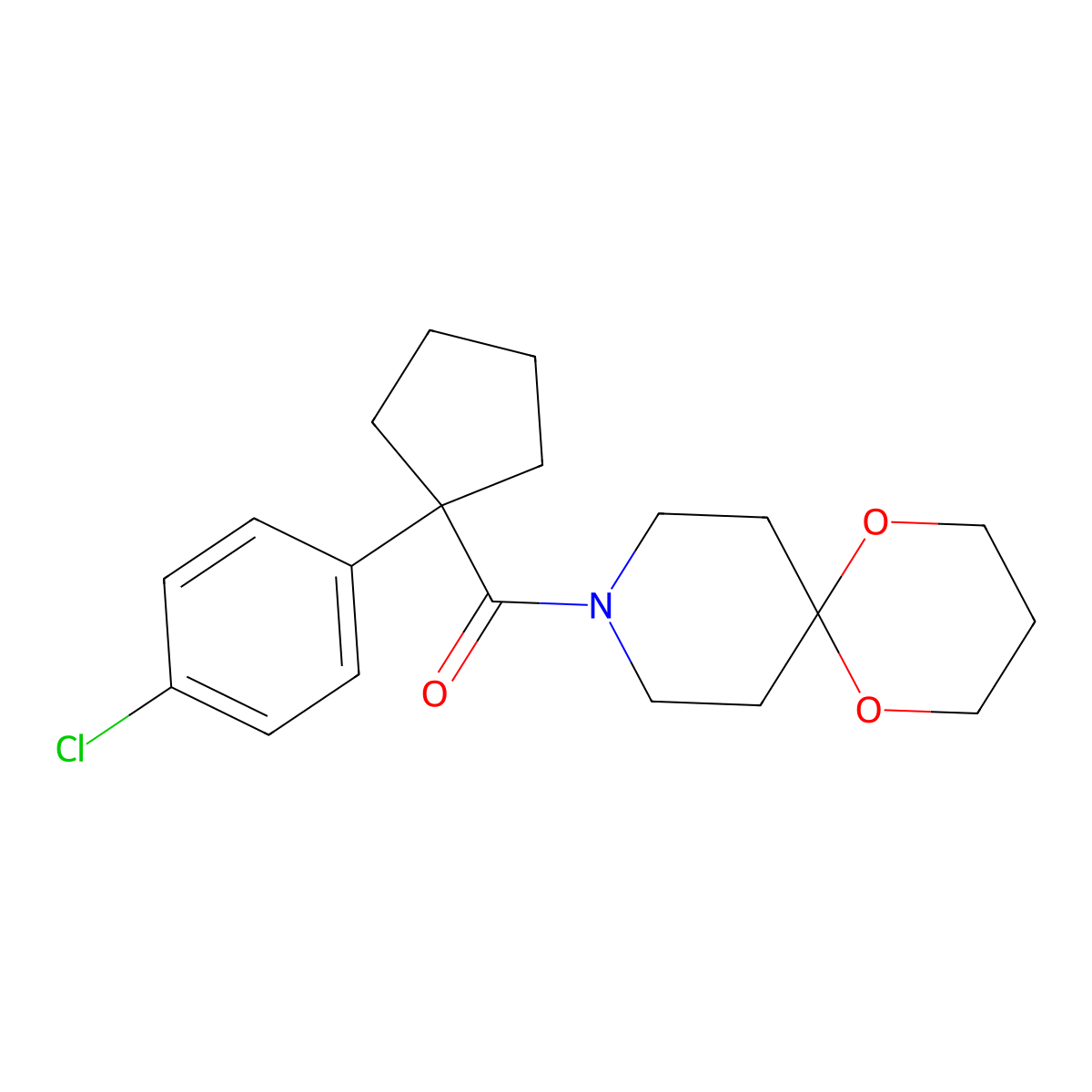 (1-(4-Chlorophenyl)cyclopentyl)(1,5-dioxa-9-azaspiro[5.5]undecan-9-yl)methanone molecular structure, CAS 1351600-97-9