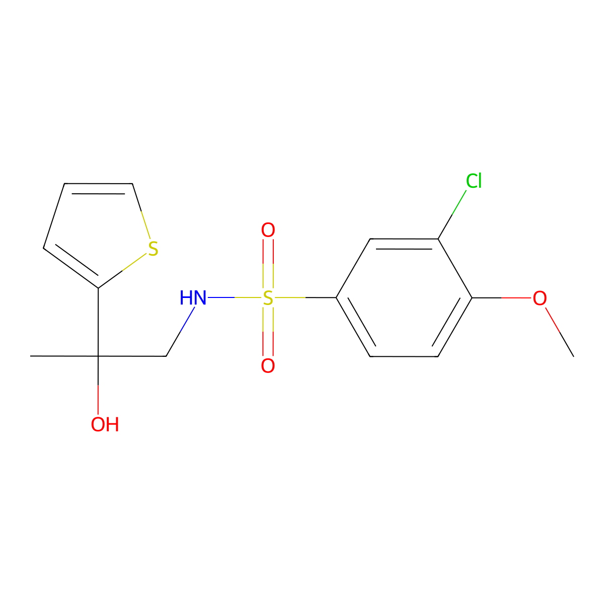3-chloro-N-(2-hydroxy-2-(thiophen-2-yl)propyl)-4-methoxybenzenesulfonamide molecular structure, CAS 1351601-05-2