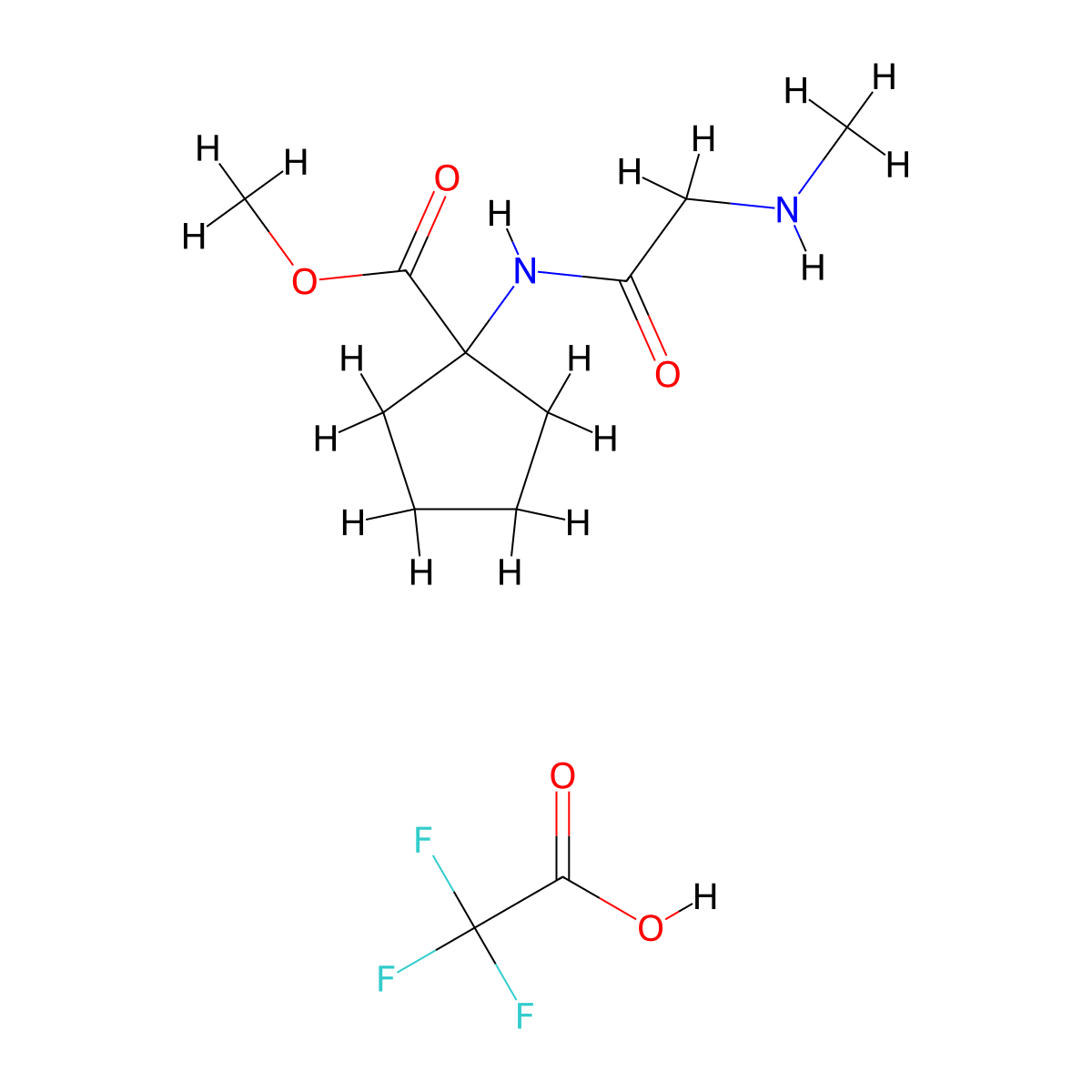 methyl 1-[(N-methylglycyl)amino]cyclopentanecarboxylate trifluoroacetate molecular structure, CAS 1351601-15-4