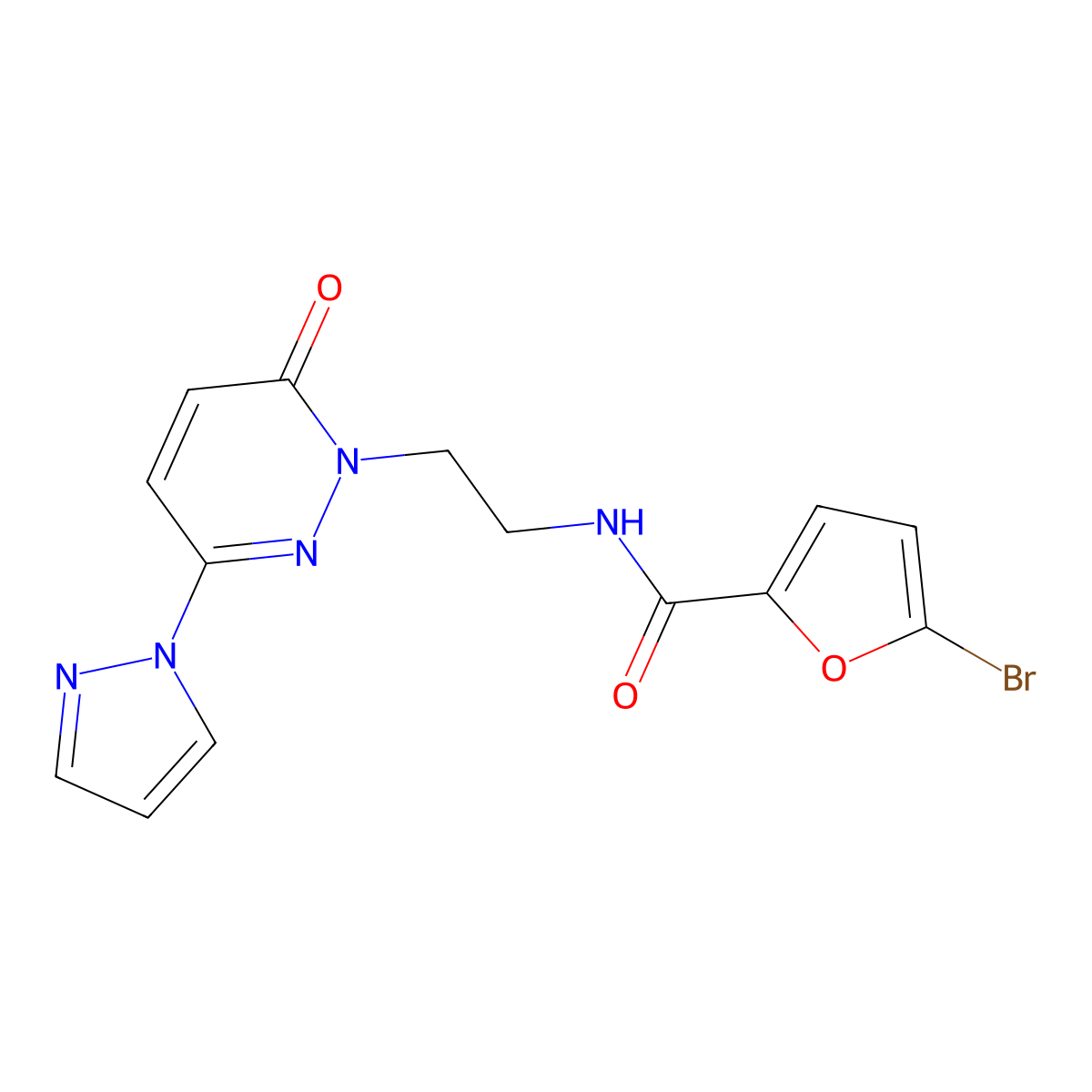 5-bromo-N-(2-(6-oxo-3-(1H-pyrazol-1-yl)pyridazin-1(6H)-yl)ethyl)furan-2-carboxamide molecular structure, CAS 1351601-17-6