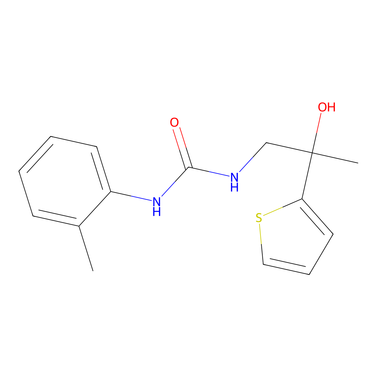 1-(2-Hydroxy-2-(thiophen-2-yl)propyl)-3-(o-tolyl)urea molecular structure, CAS 1351601-19-8