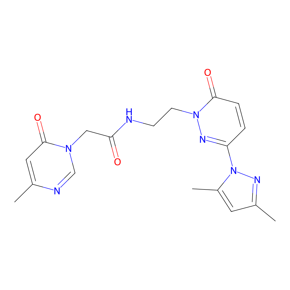 N-(2-(3-(3,5-dimethyl-1H-pyrazol-1-yl)-6-oxopyridazin-1(6H)-yl)ethyl)-2-(4-methyl-6-oxopyrimidin-1(6H)-yl)acetamide molecular structure, CAS 1351601-33-6