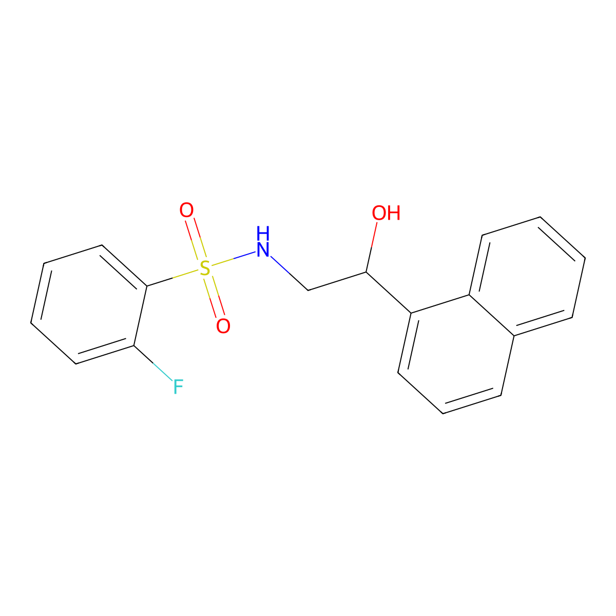 2-fluoro-N-(2-hydroxy-2-(naphthalen-1-yl)ethyl)benzenesulfonamide molecular structure, CAS 1351601-62-1